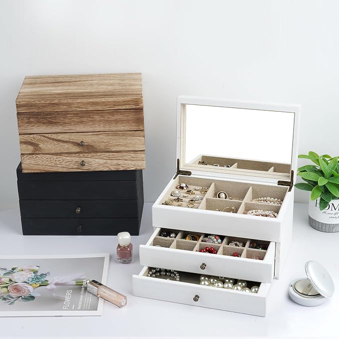 Meangood Jewelry Box Organizer for Women, 3 Layer Large Jewelry Storage Case - Image 2
