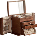 CHOSIN Black Walnut Wooden Jewelry Box, 4-Layer Lockable Organizer by CHOSIN