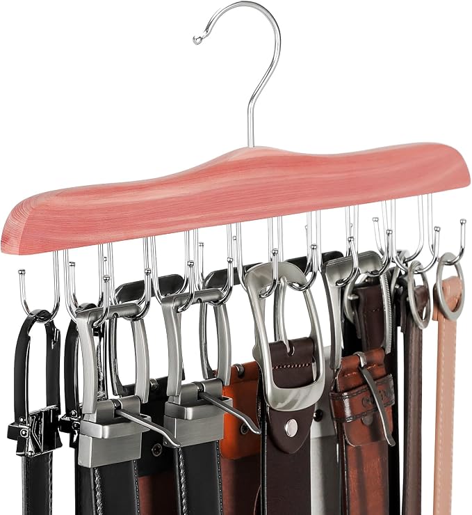 TOPIA HANGER Belt Hanger for Closet, Cedar Wooden Hangers by TOPIAHANGER
