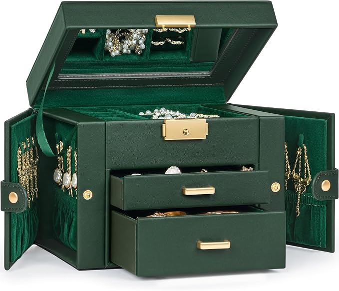 TORIBIO Jewelry Box for Women, Leather Jewelry Organizer by TORIBIO