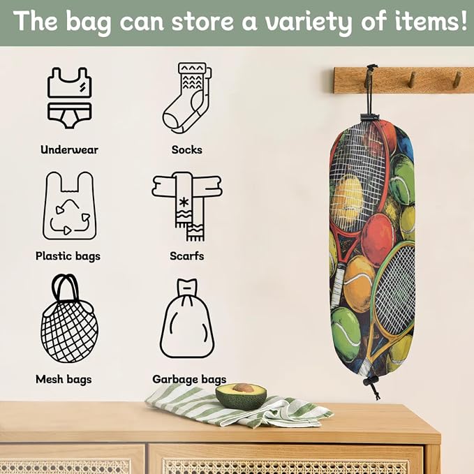 Sport Tennis Plastic Bag Holder 2 Pcs Grocery Bag Organizer Reusable Trash Bags - Image 3