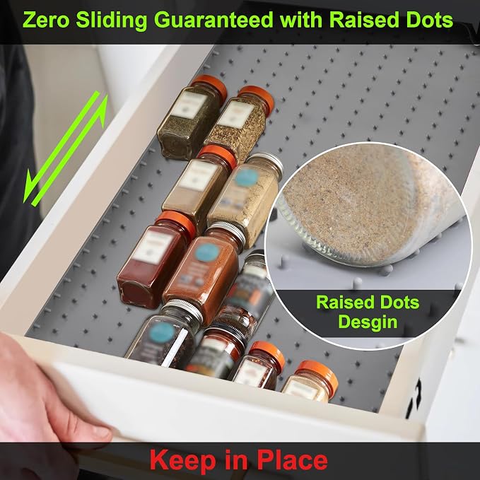 Gosmol Spice Drawer Organizer insert, Adjustable & Non-Slip Silicone Spice - Image 2