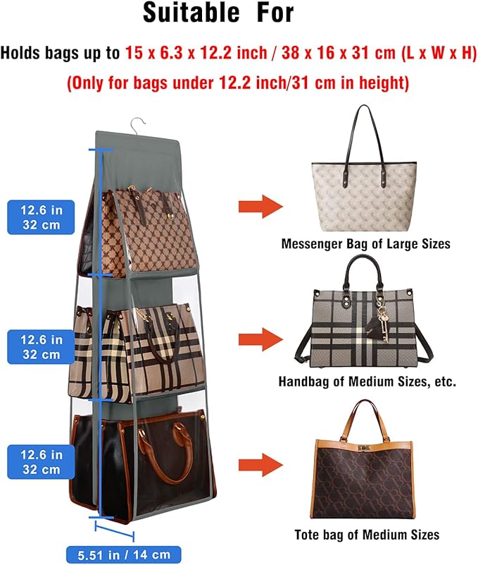 Lirex Medium and Large Handbag Hanging Purse Organizer - Image 3