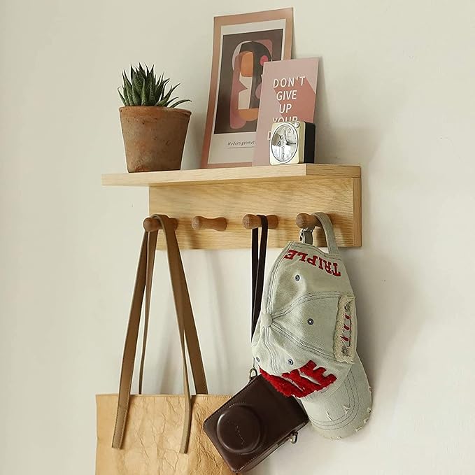 Entrance Coat Rack ，Coat Hooks, Wall-Mounted Wooden Hook Rack, Wall-Mounted by CreatedOn2005