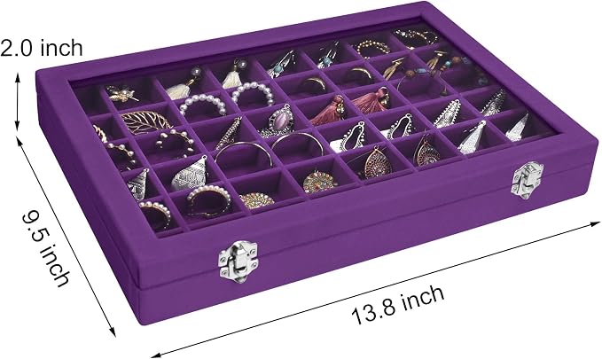 Velvet Jewelry Tray 48 Grid Jewelry Display Tray Organizer Box - Image 3