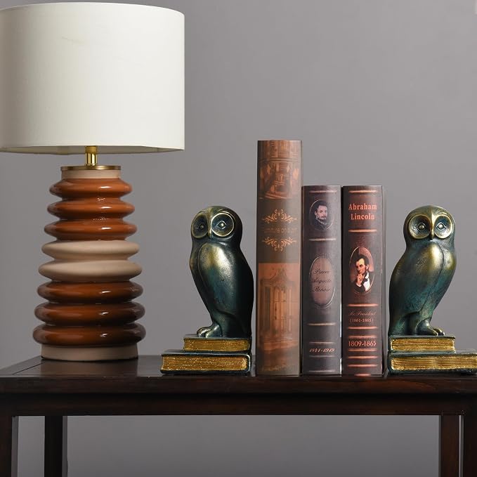 Book Ends for Shelves, Owl Decorative Bookends Bronze Bird Book Stopper Unique - Image 4