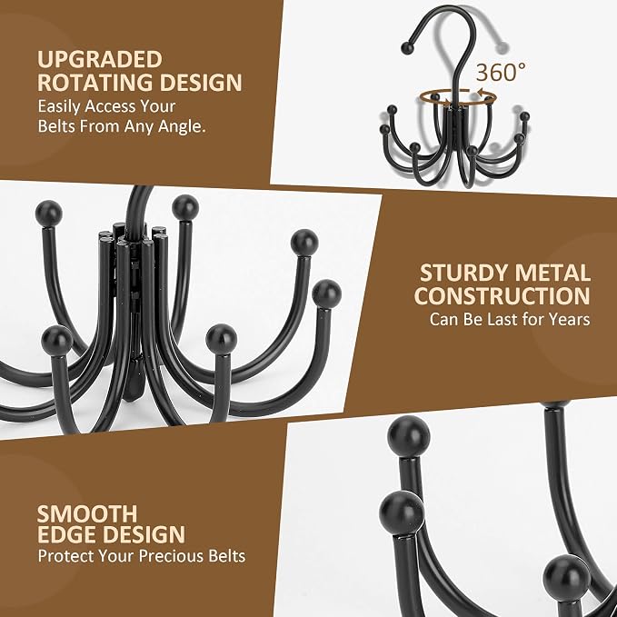 ZEDODIER Belt Hanger, Belt Rack Closet Accessories Organizer, Maximum 24 - Image 5