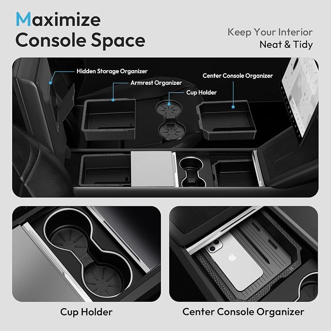 Center Console Organizer Tray for Tesla Model 3 Accessories 2024 2025, Cup - Image 2