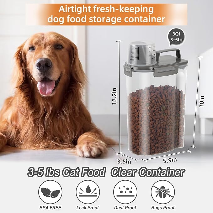 3-5Lbs Airtight Small Cat Dog Pet Food Storage Containers BPA Free, - Image 5