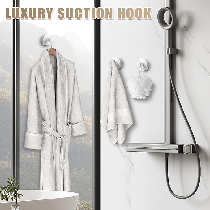 Suction Cup Hooks for Shower No-Drill Bathroom Hooks for Towels, Loofah - Image 5
