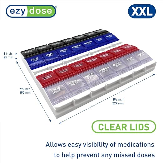 EZY DOSE Weekly Pill Organizer, Vitamin Container, and Daily Medicine Planner - Image 2