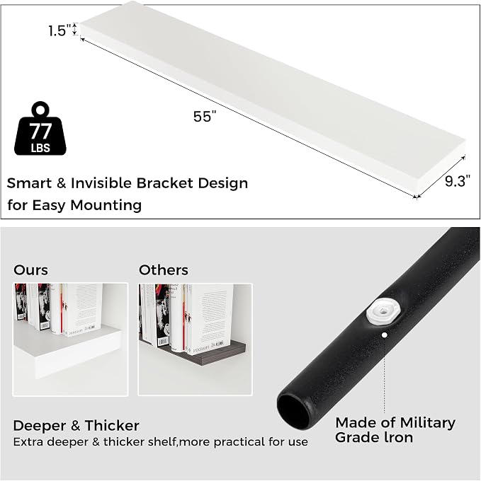 Floating Shelves for Wall, Engineered Wood Wall Shelves - Image 2