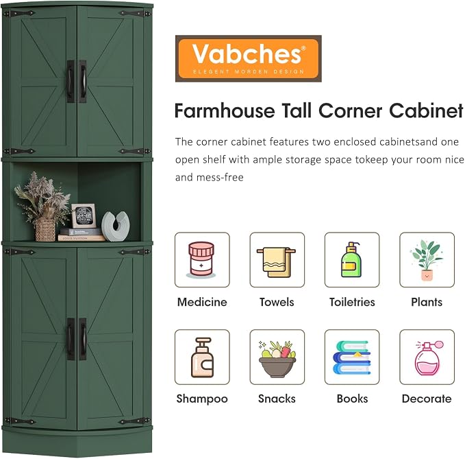 Vabches 64.8" Tall Farmhouse Corner Cabinet - Image 5