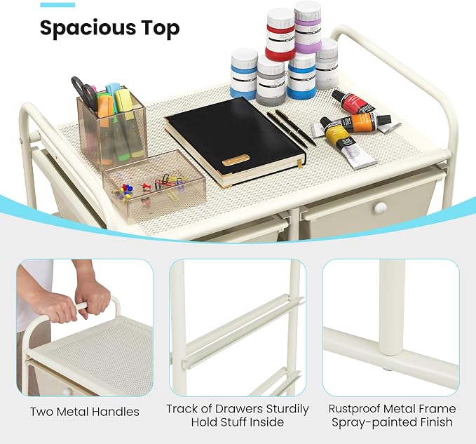 Giantex 10 Drawers Rolling Cart, Classroom Organizers, Storage Cart - Image 6