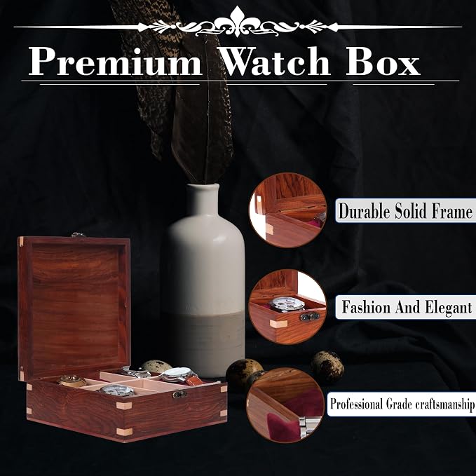 Wooden Watch Box for Men & Women, Watch Organizer & Display Case, Premium - Image 2