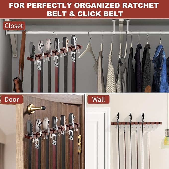 Belt Hanger for Closet Max 42 Belts, 2-in-1 Wall Mount Belt Organizer - Image 6