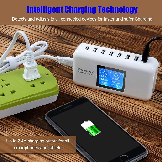 60W/12A 8-Port Desktop Charging Station Multiple USB, Tablet and More - Image 2