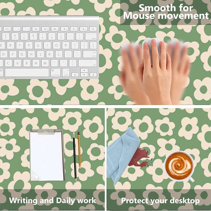 Gaming Mouse Mat Vintage Groovy Flowers Large Mouse Pad Extended Mouse Pad Desk - Image 4