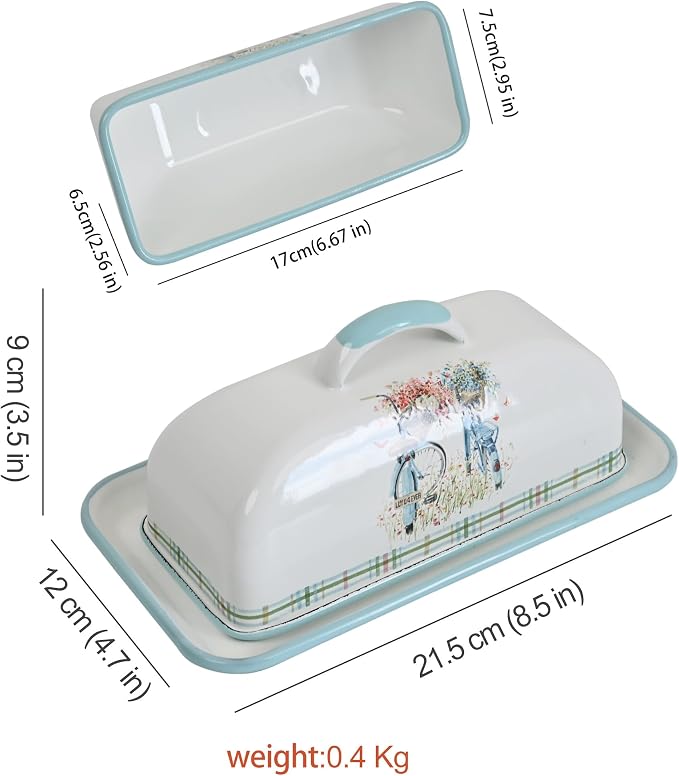Enameled Farmhouse Vintage Butter Dish - Image 3