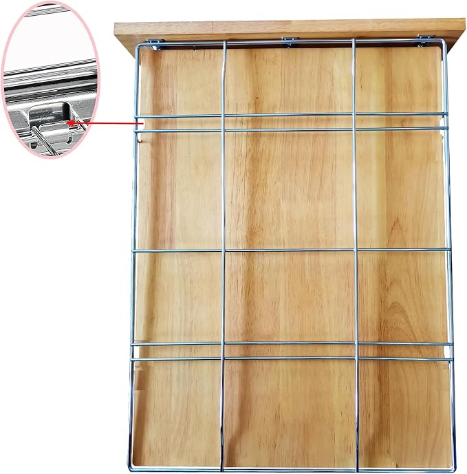DINDON 2 Tier Pull Out Cabinet Organizer Slide Out Wood Shelf Double Tier - Image 6