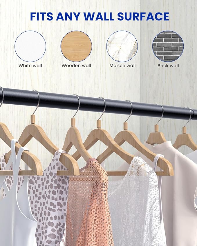 3 PACK Closet Rods for Hanging Clothes, 17 to 84 Inches Stepless Adjustable - Image 5