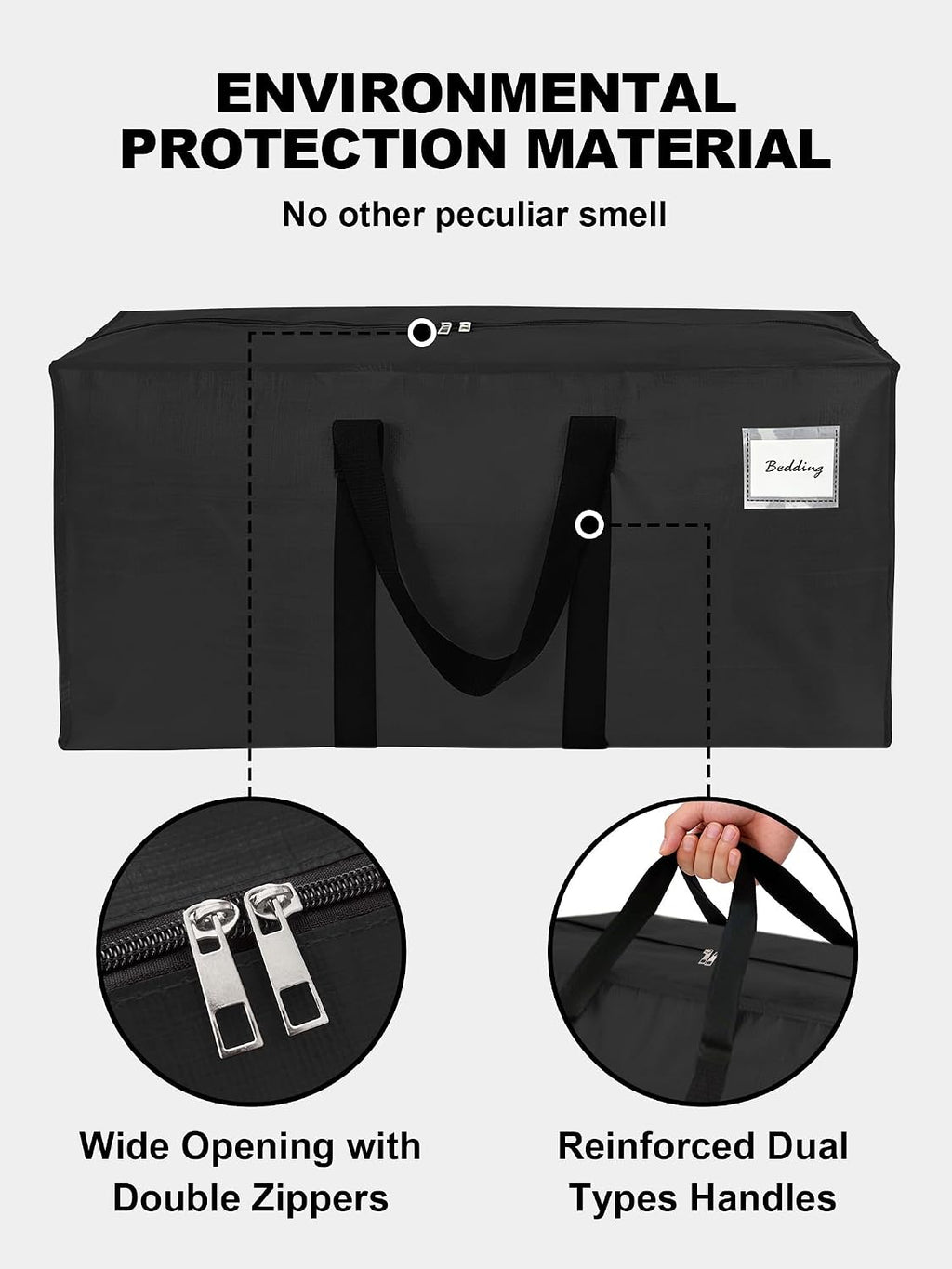 Supports 200lbs Heavy Duty Moving Bags - Strong Zipper & Wrap-Around