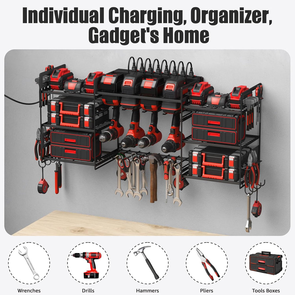 CCCEI Black Power Tool Organizer Wall Mount, Large Tools and Battery