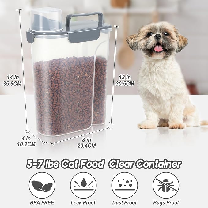 Large Spout Pet Food Storage Container, 5-7LBS/6Qt/5L Meter Dispenser - Image 4