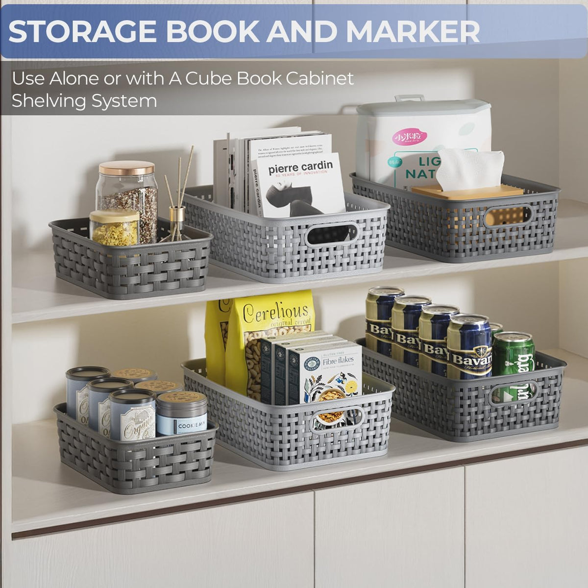 3 Pack Small Plastic Basket, Storage Bin Baskets for Organizing