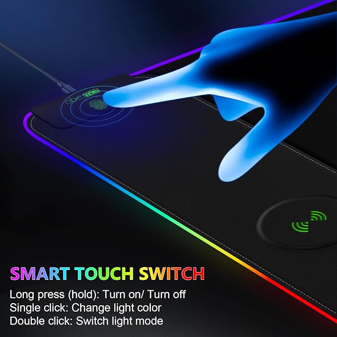 Magnetic Wireless Charging RGB Mouse Pad, 31.5'' x 15.8'' Large LED Gaming Desk - Image 5