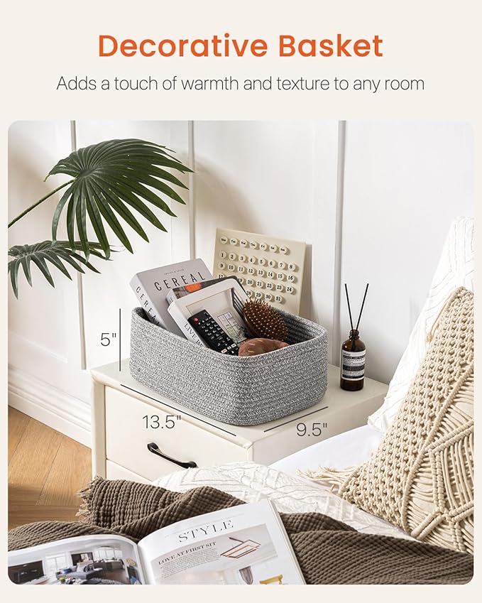 Small Woven Basket, 13.5 x 9.5 x 5 Inches, Storage Basket - Image 2