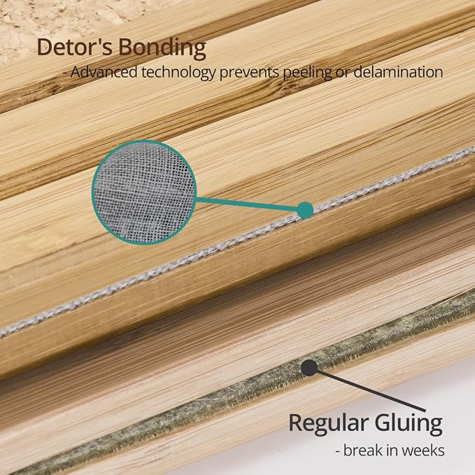 DETOR Sofa Arm Tray with Grained Cork Pad, Natural Bamboo Finish, Enhanced - Image 6