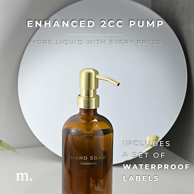 MaisoNovo Soap Dispenser 3-Piece Set | 16.9oz Amber Bottles - Image 6
