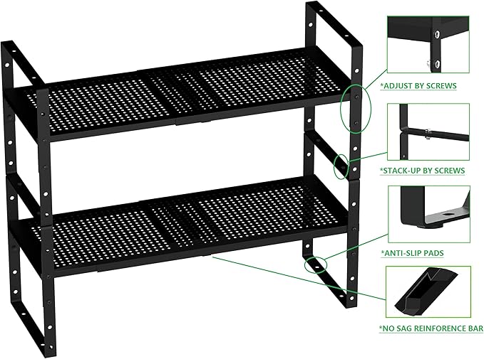 Expandable Shoe Rack Stackable Metal Pantry Storage Shelves Stand Adjustable - Image 6