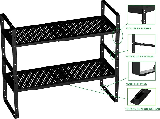 Expandable Shoe Rack Stackable Metal Pantry Storage Shelves Stand Adjustable - Image 6