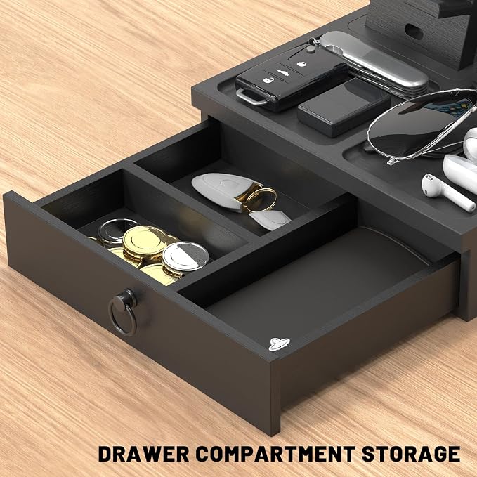 Wood Phone Docking Station, Nightstand Organizer - Image 2