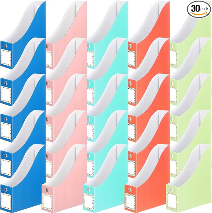 Pasimy 25 Pcs Boho Cardboard Magazine File Holder Magazine Organizer Book Bin by Pasimy