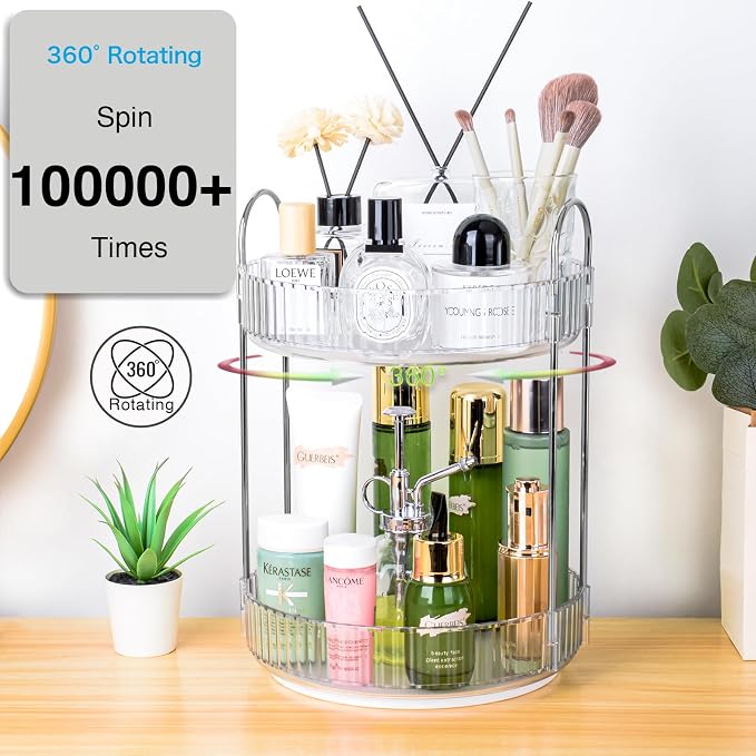 360 Rotating Makeup Organizer, 2 Tier Lazy Susan Bathroom Counter Organizer - Image 5