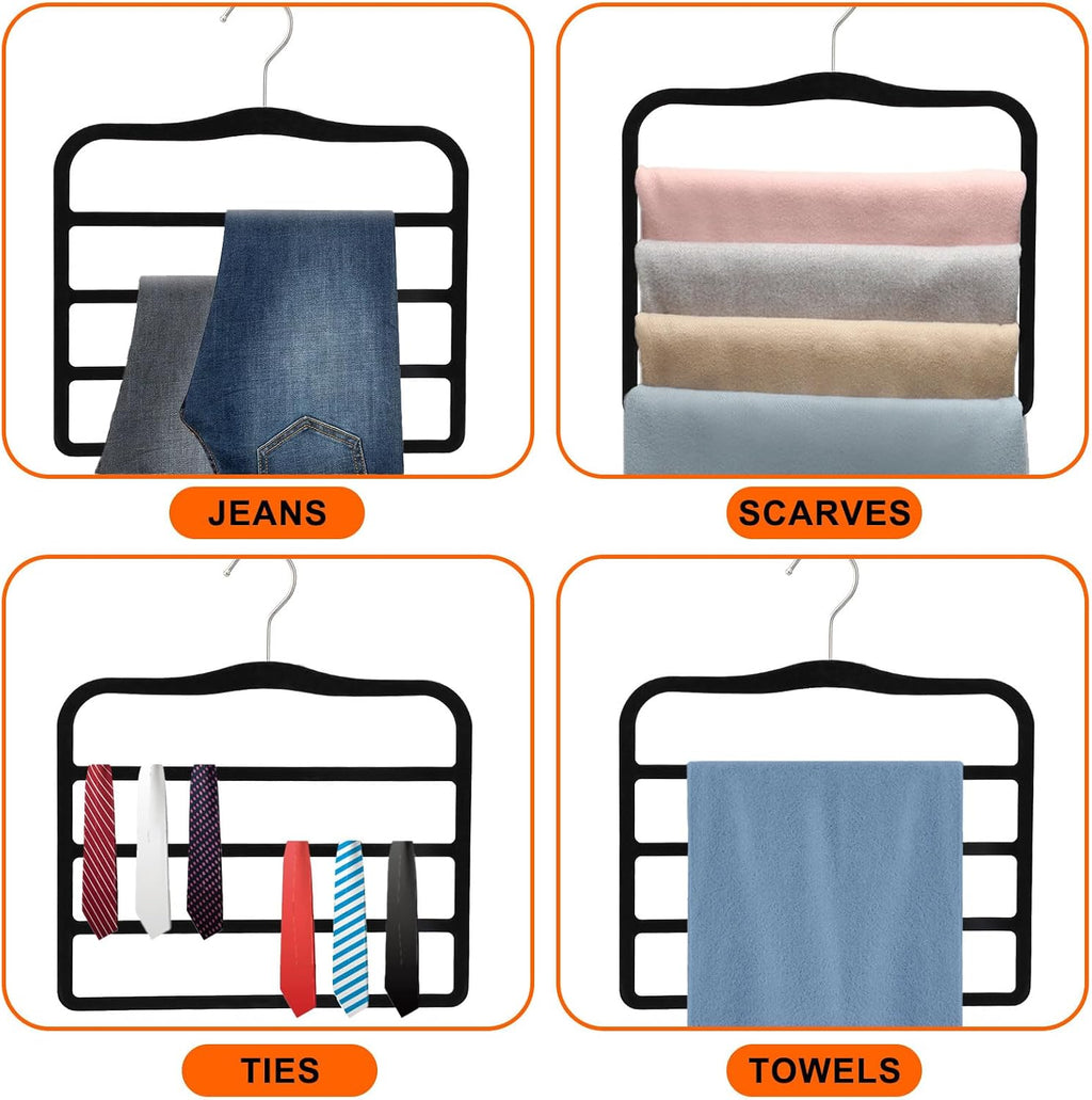 2-Pack Velvet Pants Hangers - Space Saving Multi-Layer Non-Slip Closet