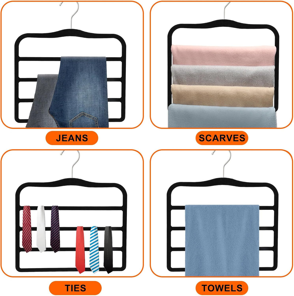 2-Pack Velvet Pants Hangers - Space Saving Multi-Layer Non-Slip Closet