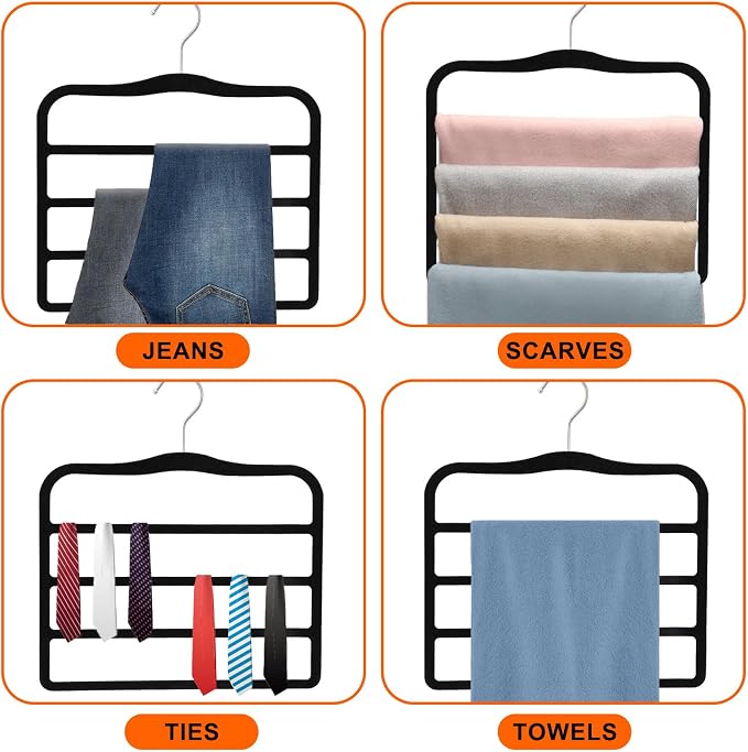 Closet Organizers and Storage, 2 Pack Pants Hangers Space Saving, Velvet Hangers - Image 7