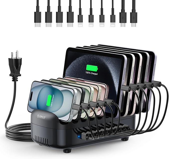 ORICO 120W Charging Station for Multiple Devices, 10-Ports USB Charging Docking by ORICO