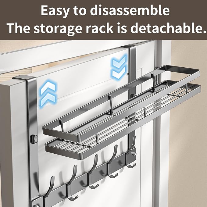 Over The Door Hooks Organizer, Coat Rack Over The Door Storage Hanger Towel Rack - Image 4