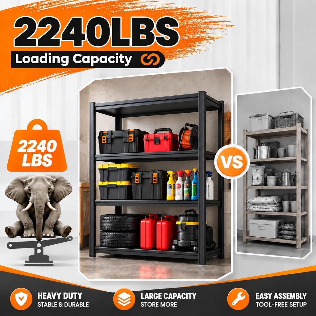 Garage Shelving 44"H x 40"W x 14"D Heavy Duty Storage Shelves Boltless
