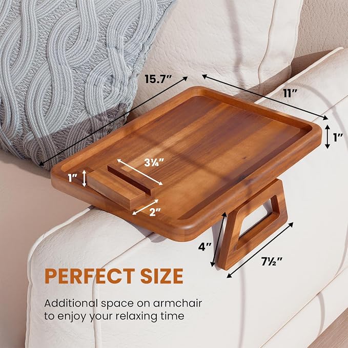 Tinamo 15.7" x 11" Large Couch Arm Table - Image 2