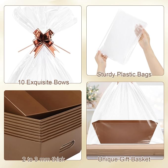 AFOROEOA 10PACK Baskets for Gifts Empty, 10x12”Thick Brown Gift Basket - Image 9