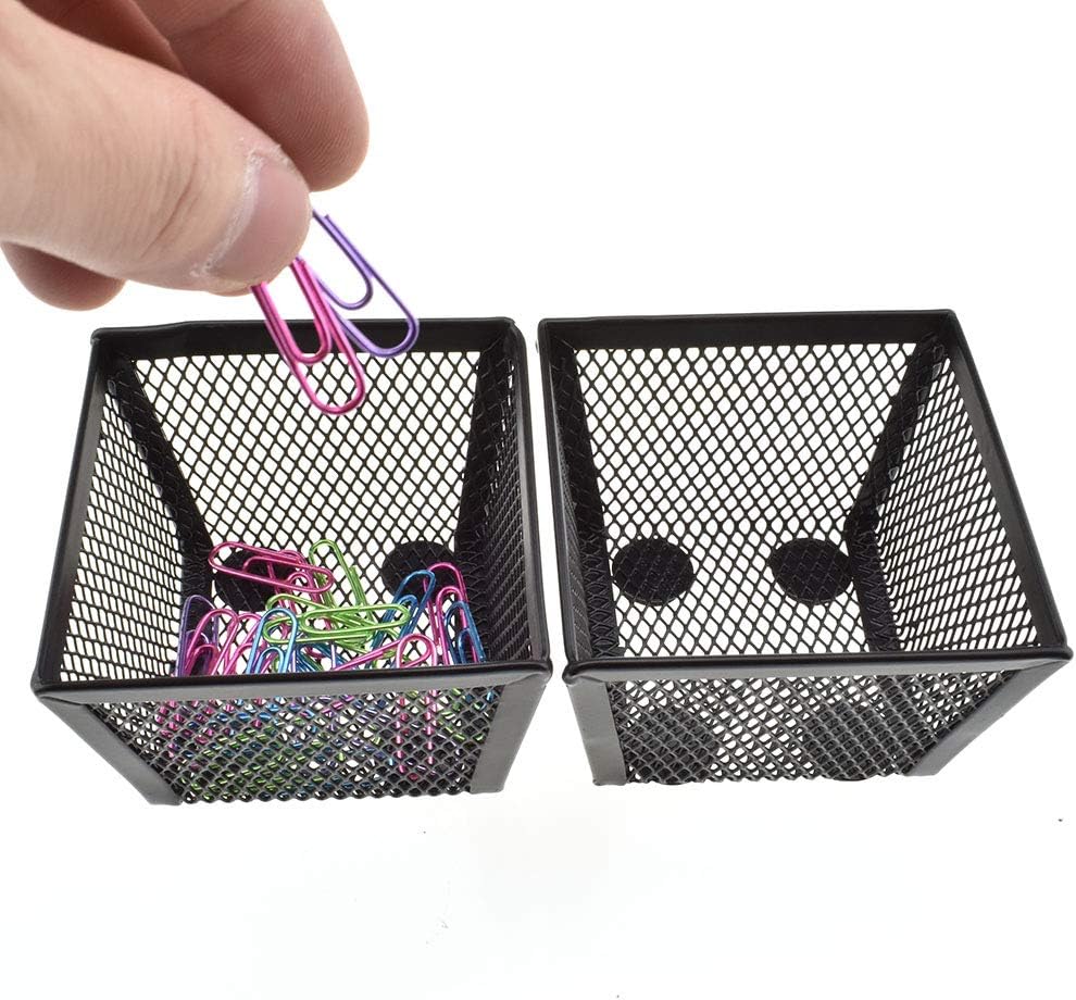 HAHIYO Stackable Paper Clip Mesh Holder cup 2.2" Height 2 Pack Black
