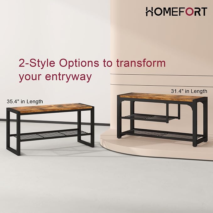 HOMEFORT Shoe Bench, 3 Tiers Shoe Rack Bench, 31.5" Shoe Storage Bench - Image 7