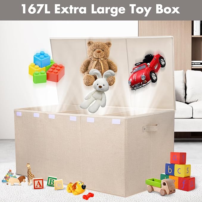 Extra Large Toy Box 167L, Sturdy Toy Storage Chest Organizer Bin Baskets - Image 2