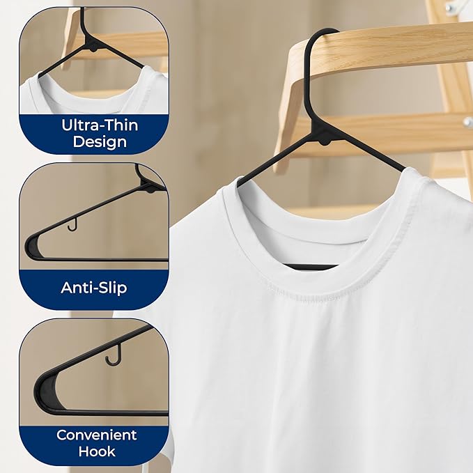 SereneLife 50 Pack Plastic Hangers, Space-Saving Closet Organizers, Durable and - Image 5